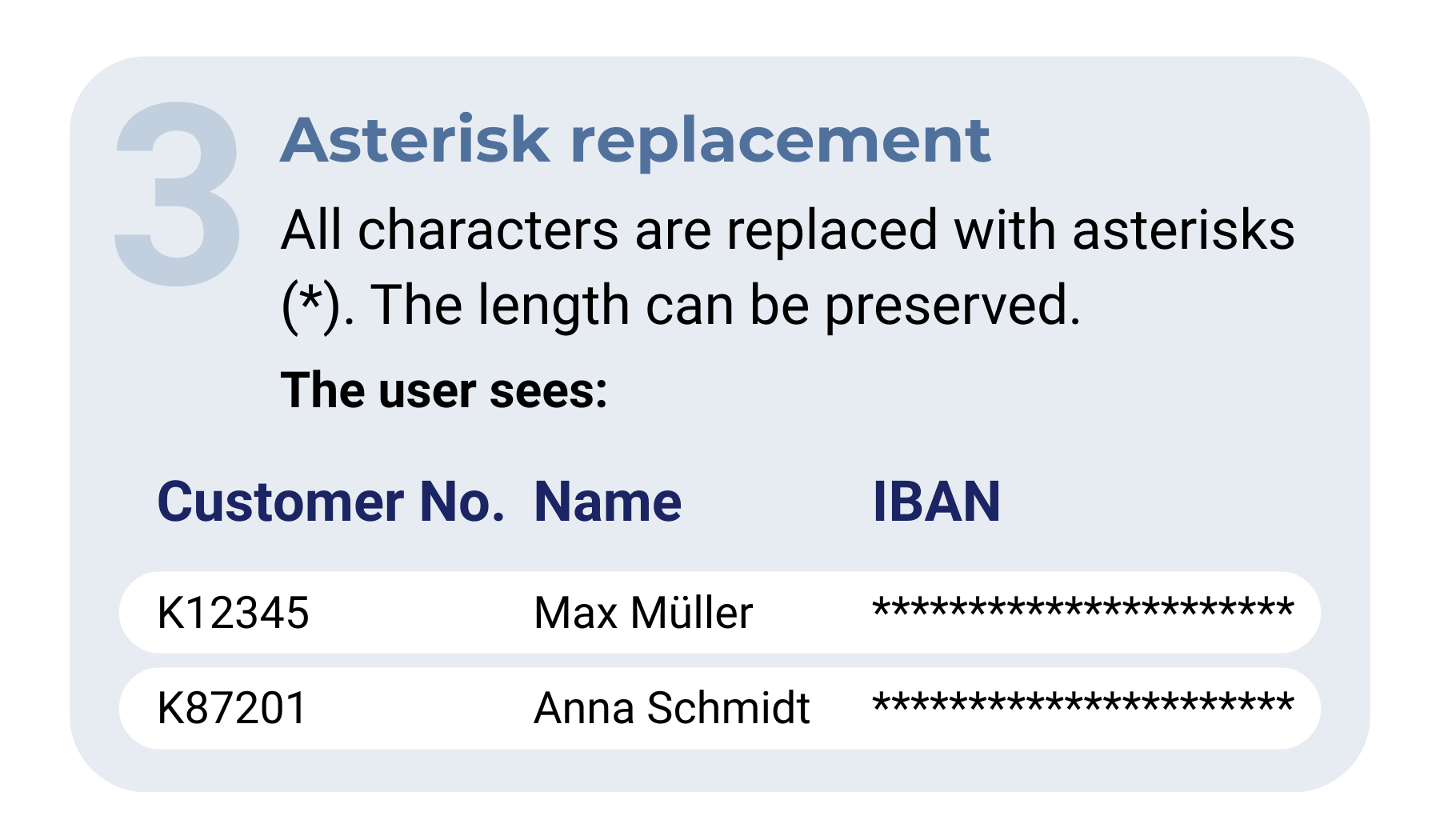 Anonymization variant 3: Asterisk replacement