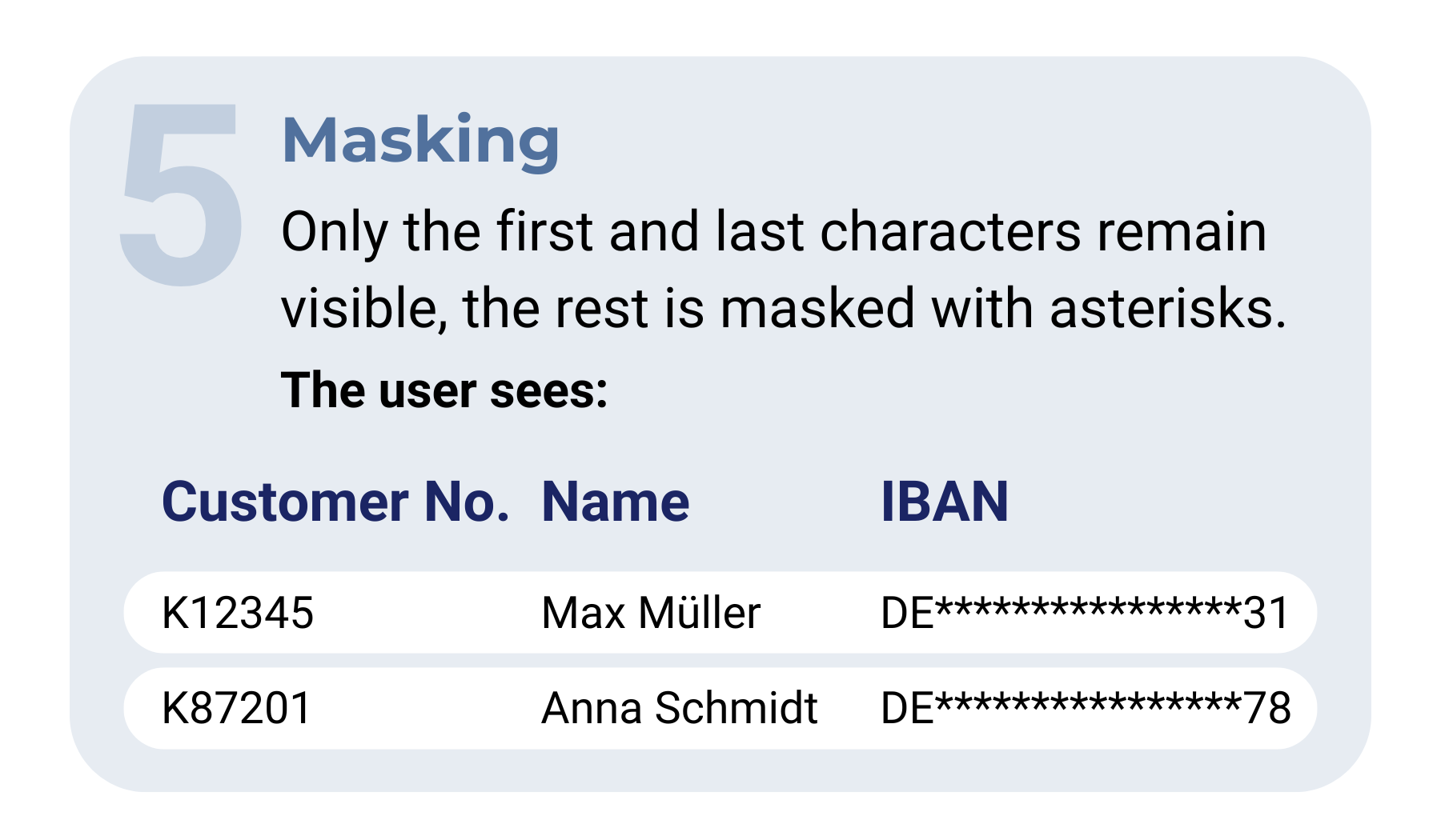 Anonymization variant 5: Masking